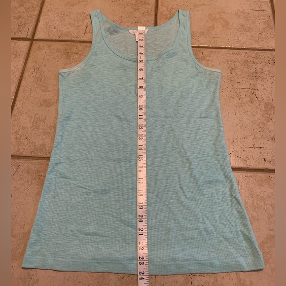 💜 Joe Fresh Ribbed Henley Tank Top Light Blue Size Large Sleeveless Knit Summer - Picture 6 of 7